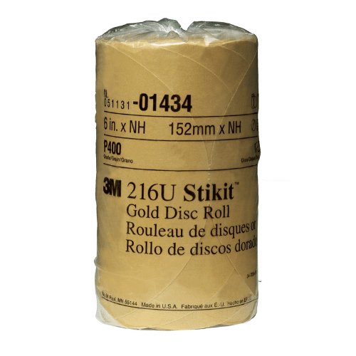 3M 01434 6 in 400 Grit Gold PSA Sanding Disc Roll, 175 per Roll - VirtuColor Supply
