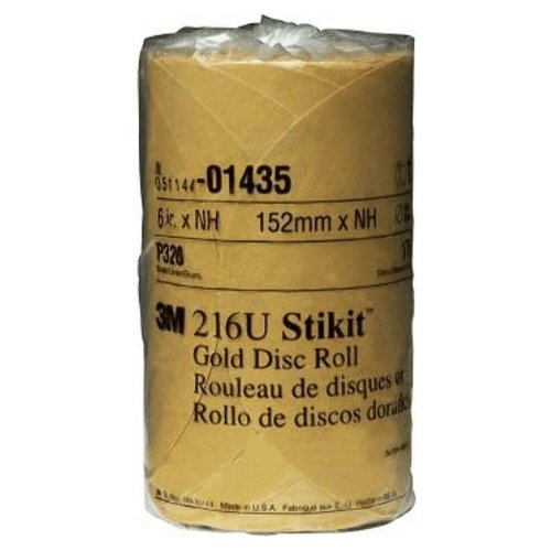 3M 01435 6 in 320 Grit Gold PSA Sanding Disc Roll, 175 per Roll - VirtuColor Supply