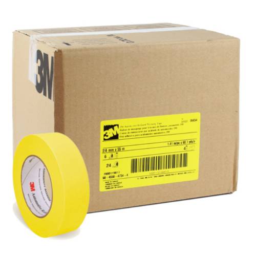 3M 06653 1.0" Yellow Automotive Masking Tape, Case of 36 - VirtuColor Supply