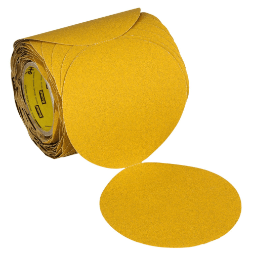 3M 09318 6 in 400 Grit Gold PSA Sanding Disc Roll, 100 per Roll - VirtuColor Supply