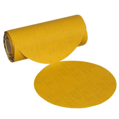 3M 09321 6 in 800 Grit Gold PSA Sanding Disc Roll, 100 per Roll - VirtuColor Supply