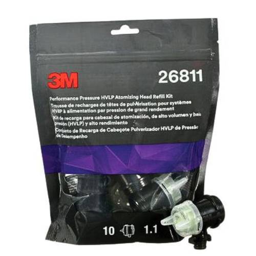 3M 26811 1.1 mm Yellow Atomizing Head Refill Kit, 10 pk - VirtuColor Supply