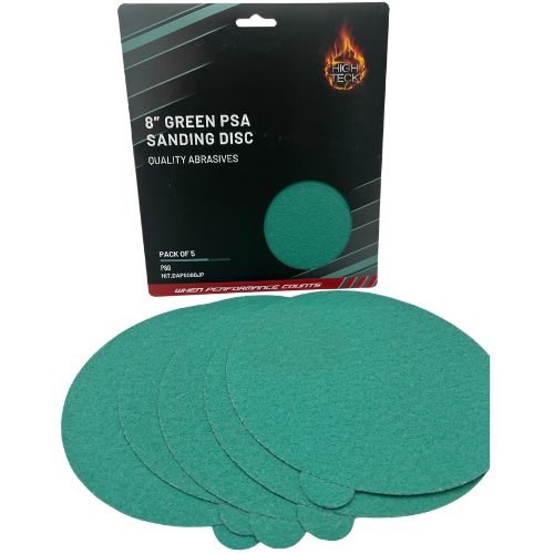 High Teck 8 Inch 80 Grit Green PSA Sanding Disc | Job Pack of 5 - VirtuColor Supply