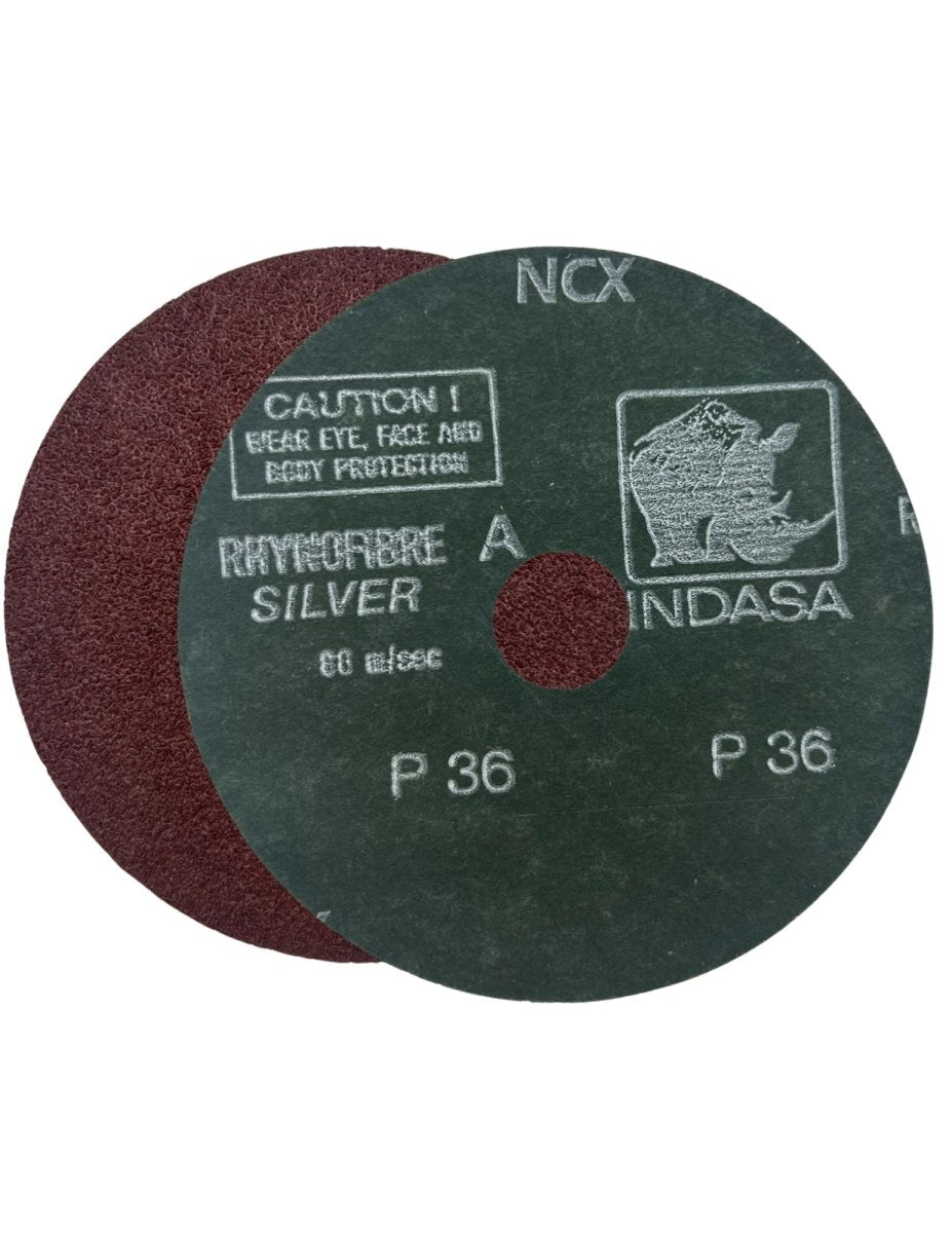 INDASA Rhynofibre A Silver Resin Grinding Disc, 5 in, 36 Grit | Clearance Item - VirtuColor Supply