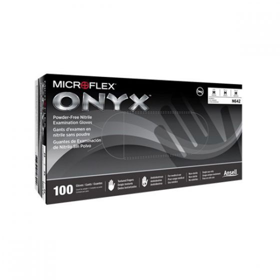 Microflex Onyx N643 Large Black Nitrile Disposable Gloves, Box of 100 - VirtuColor Supply