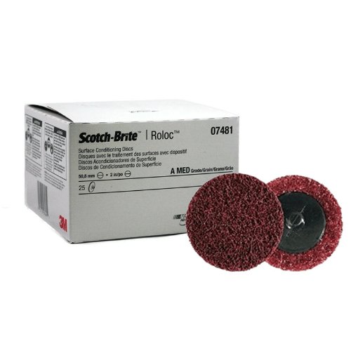 Scotch - Brite 07481 2 in Red Surface Conditioning Disc, Box of 25 - VirtuColor Supply
