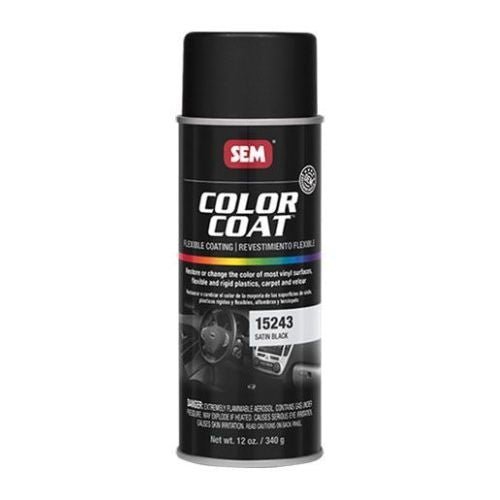 SEM 15243 Color Coat Satin Black, 16 oz | Aerosol | Auto Interior Paint - VirtuColor Supply