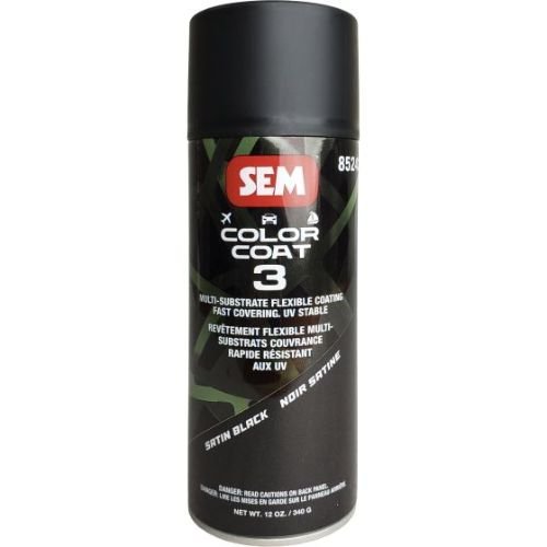 SEM 85243 Color Coat 3 Satin Black, 16 oz | Aerosol | Auto Interior Paint - VirtuColor Supply
