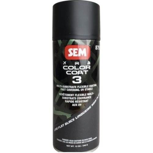 SEM 87503 Color Coat 3 Limo Flat Black, 16 oz | Aerosol | Auto Interior Paint - VirtuColor Supply