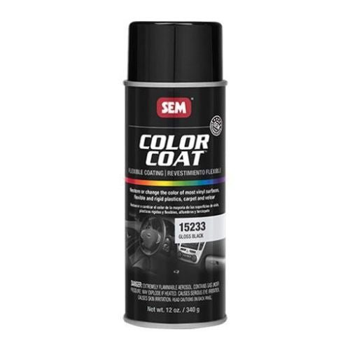 SEM Color Coat 15233 Gloss Black Auto Interior Paint, 16 oz Aerosol - 15233 - Eagle National Supply