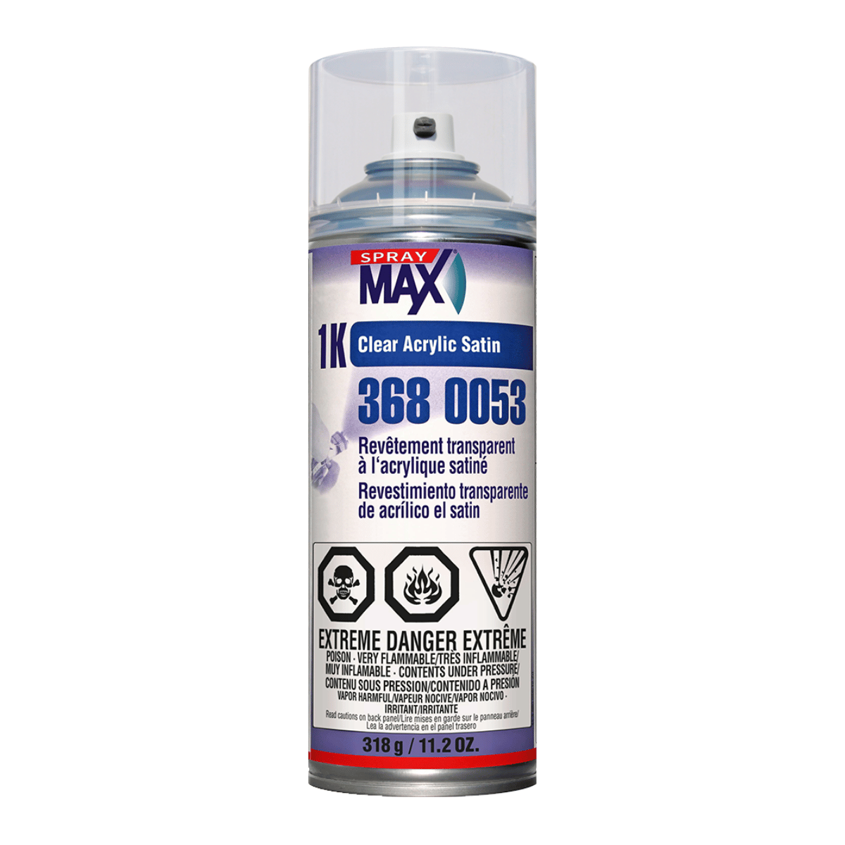 SprayMax® 3680053 1K Acrylic Satin Clear Coat, 11.2 oz - VirtuColor Supply