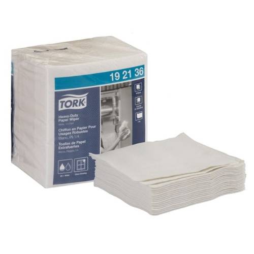 Tork 192136 Heavy Duty White 1/4 Fold Wiper, Pack of 56 - VirtuColor Supply