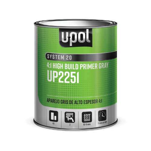 U - POL SYSTEM 20 UP2251 4:1 High - Build 2K Gray Primer, 1 Liter - VirtuColor Supply