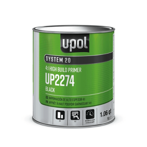 U - POL SYSTEM 20 UP2274 4:1 High - Build 2K Black Primer, 1 Liter - VirtuColor Supply