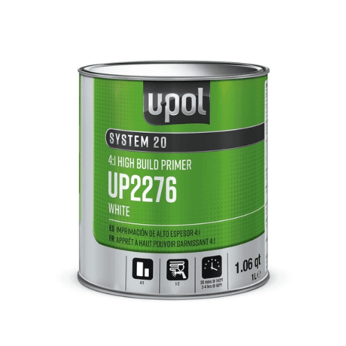 U - POL SYSTEM 20 UP2276 4:1 High - Build 2K White Primer, 1 Liter - VirtuColor Supply