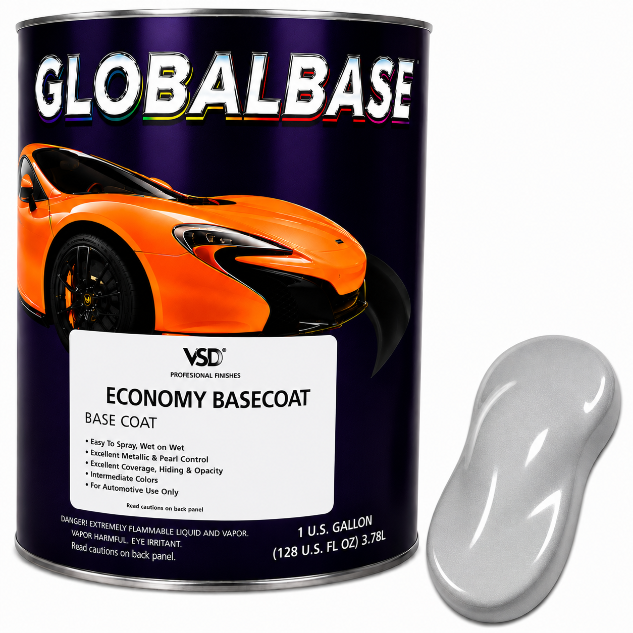 GM 519F Galaxy Silver Metallic Economy Automotive Paint, Gallon