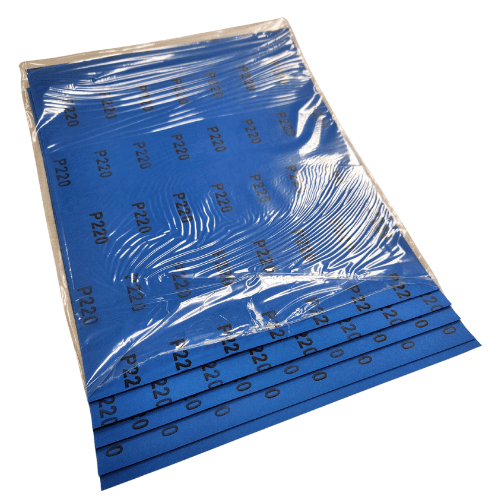 220 Grit 9x11 in Waterproof Sanding Sheet, 5 pk, High Teck* - VirtuColor Supply