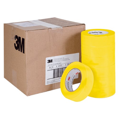 3M™ 06654 1.5" Yellow Automotive Masking Tape, Case of 24 - VirtuColor Supply