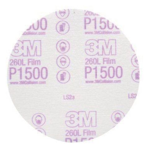 3M™ 1500 Grit 6" Finishing Film Disc, White Aluminum Oxide, Box of 100 - VirtuColor Supply