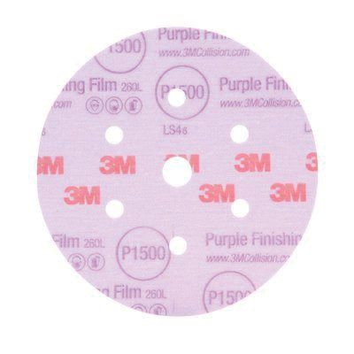 3M 6" 1500 Grit Purple Hookit Abrasive Disc, Box of 50 - VirtuColor Supply