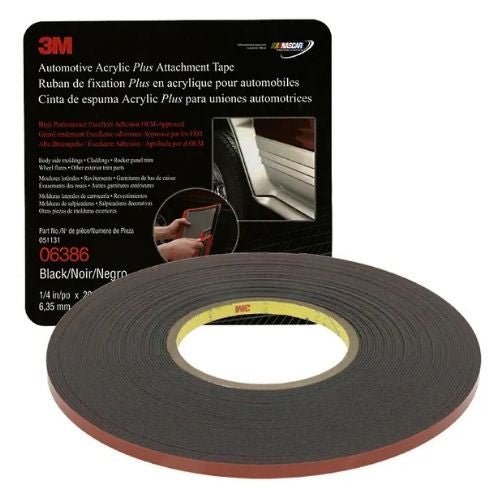 3M™ 6386 1/4 in Black Attachment Tape - VirtuColor Supply