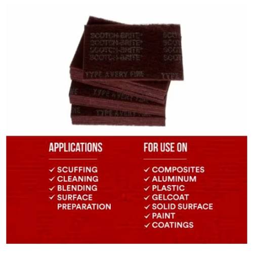 Scotch-Brite™ 07447 Non-Woven Red Sanding Hand Pad,Box of 20