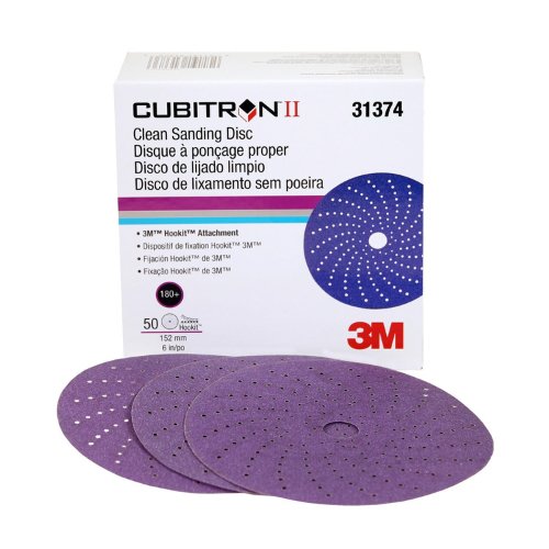 3M Cubitron™ II 180+ Grit 6" Purple Sanding Disc #31374, Box of 50 - VirtuColor Supply