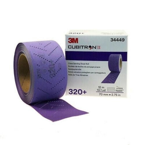 3M Cubitron™ II 320 Grit Multi - Hole Purple Sanding Sheet Roll #34449 - VirtuColor Supply