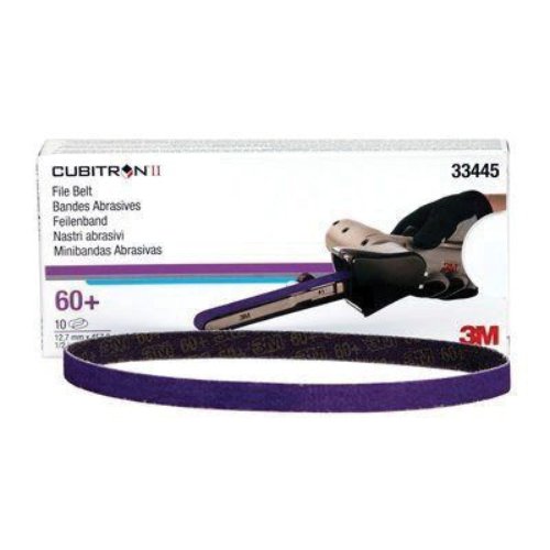 3M Cubitron II 33445 60+ Grit File Belt, 1/2in x 18in, Box of 10 - VirtuColor Supply