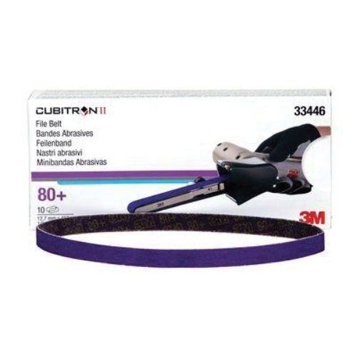 3M Cubitron II 33446 80+ Grit File Belt, 1/2in x 18in, Box of 10 - VirtuColor Supply