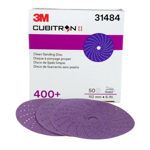 3M Cubitron™ II 400+ Grit 6" Purple Sanding Disc #31484, Box of 50 - VirtuColor Supply