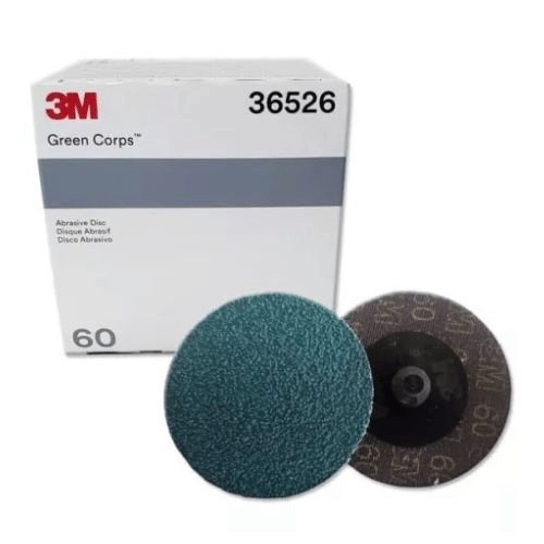 3M Green Corps 2 in 60 Grit Quick - Change Grinding Disc #36526, Box of 25 - VirtuColor Supply