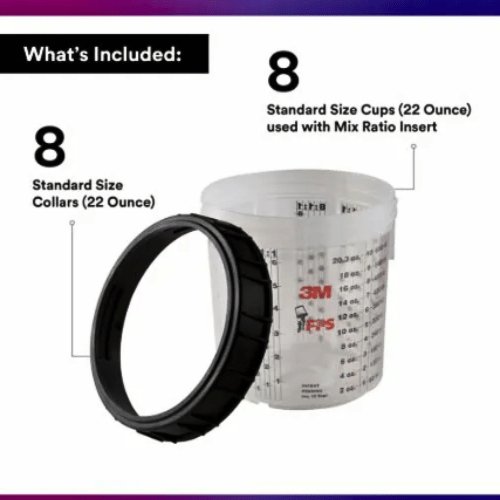 3M PPS 1.0 16001 22 oz Standard Hard Cup, Case of 8 - VirtuColor Supply