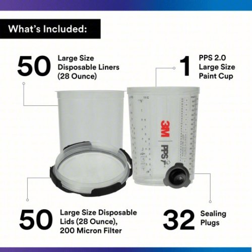 3M™ PPS™ 2.0 28 oz Large Lid and Liner Kit, 26325, 125 Micron Filter - VirtuColor Supply