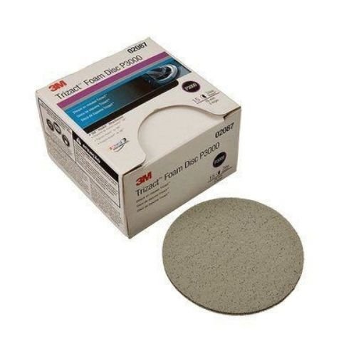 3M Trizact 3" Foam Abrasive Disc, 3000 Grit, Box of 15 - VirtuColor Supply