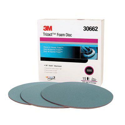 3M Trizact™ 30662 6" Blue Foam Abrasive Disc, 5000 Grit, Box of 15 - VirtuColor Supply