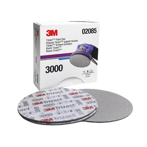 3M Trizact 6" Foam Abrasive Disc, 3000 Grit, Box of 15 - VirtuColor Supply