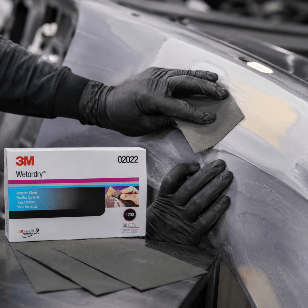 3M Wetordry 1200 Grit Black Silicon Carbide Abrasive Sheet #2022, 50 pc