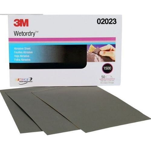 3M Wetordry™ 1500 Grit Black Silicon Carbide Abrasive Sheet #2023, 50 pc - VirtuColor Supply