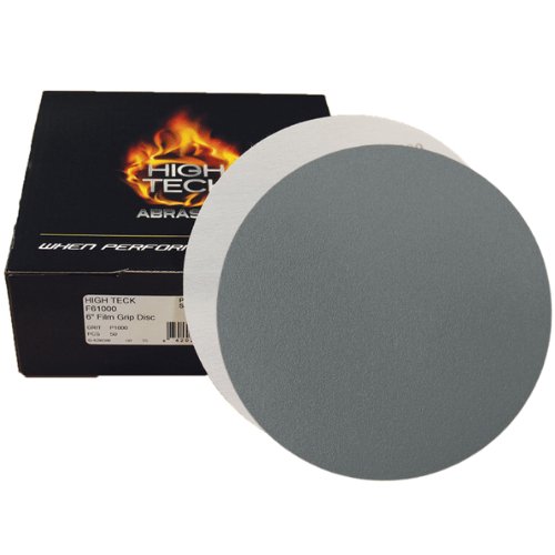 6 Inch 1000 Grit Gray Film Velcro Sanding Disc, 50 pk, High Teck - VirtuColor Supply