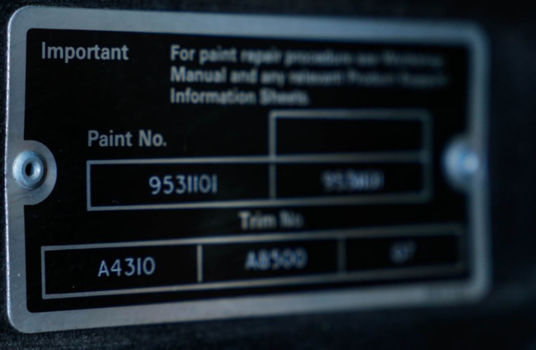 Bentley – Inside driver’s door jamb.under the hood.
