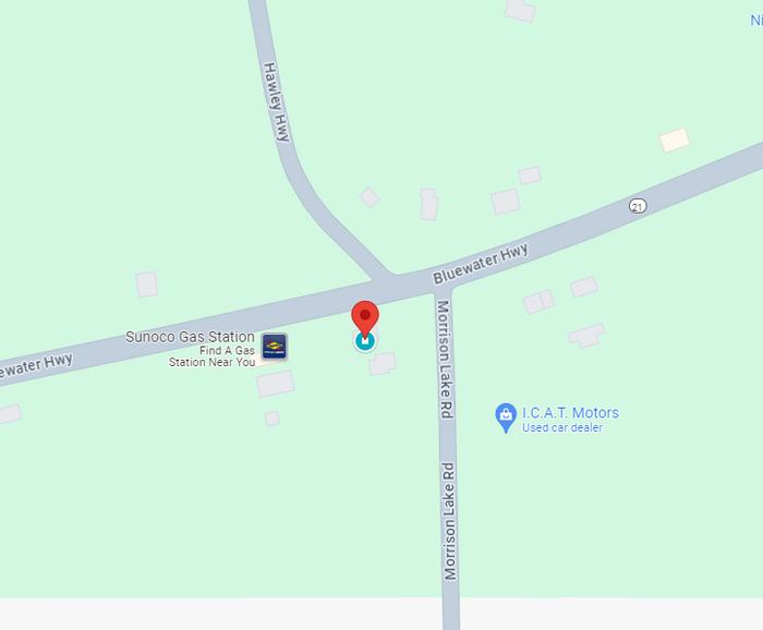 Google map screenshot showing Virtucolor Supply at 7037 Bluewater Hwy Saranac MI 48881