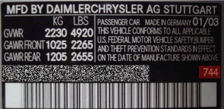 Smart Car – Inside driver’s door jamb.Located on trunk lid.