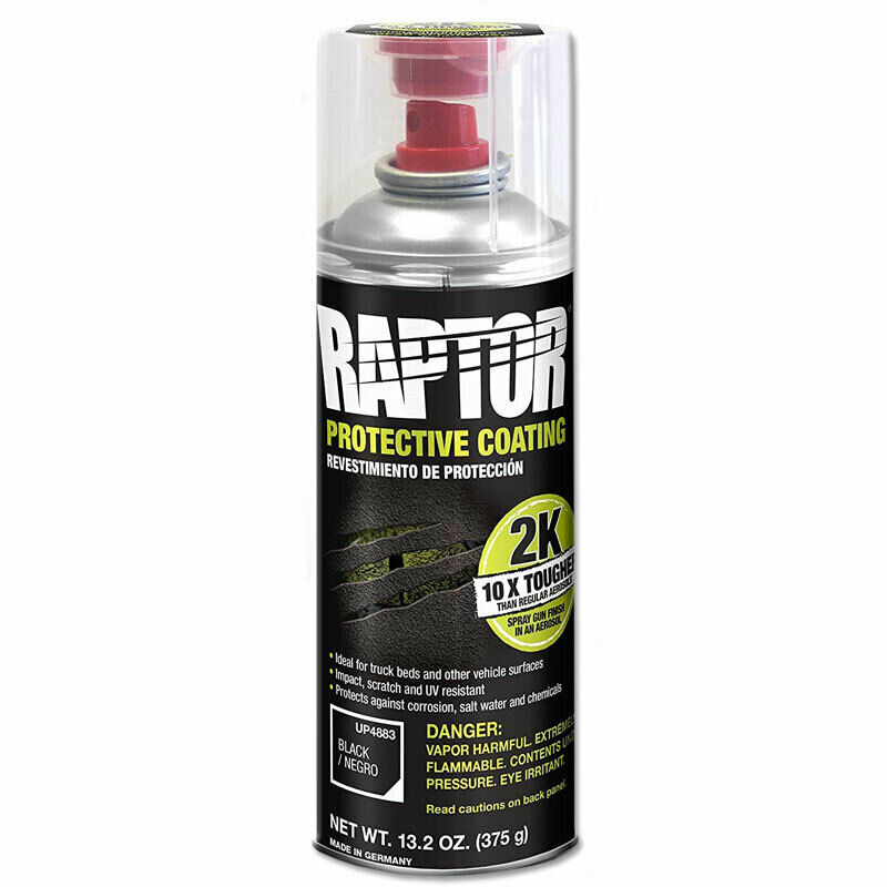 U-POL RAPTOR 4883 2K Bedliner Aerosol, 13.2 oz Aerosol Can, Black