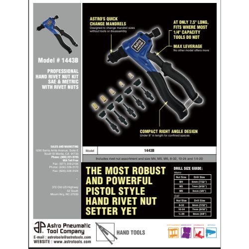 Astro Pneumatic 1443B Professional Hand Rivet Nut Kit
