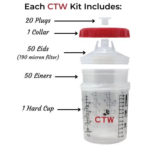 CTW CS - 90ml (3 oz) Disposable Paint Cup System, 50 pc Lid/Liner Kit - VirtuColor Supply