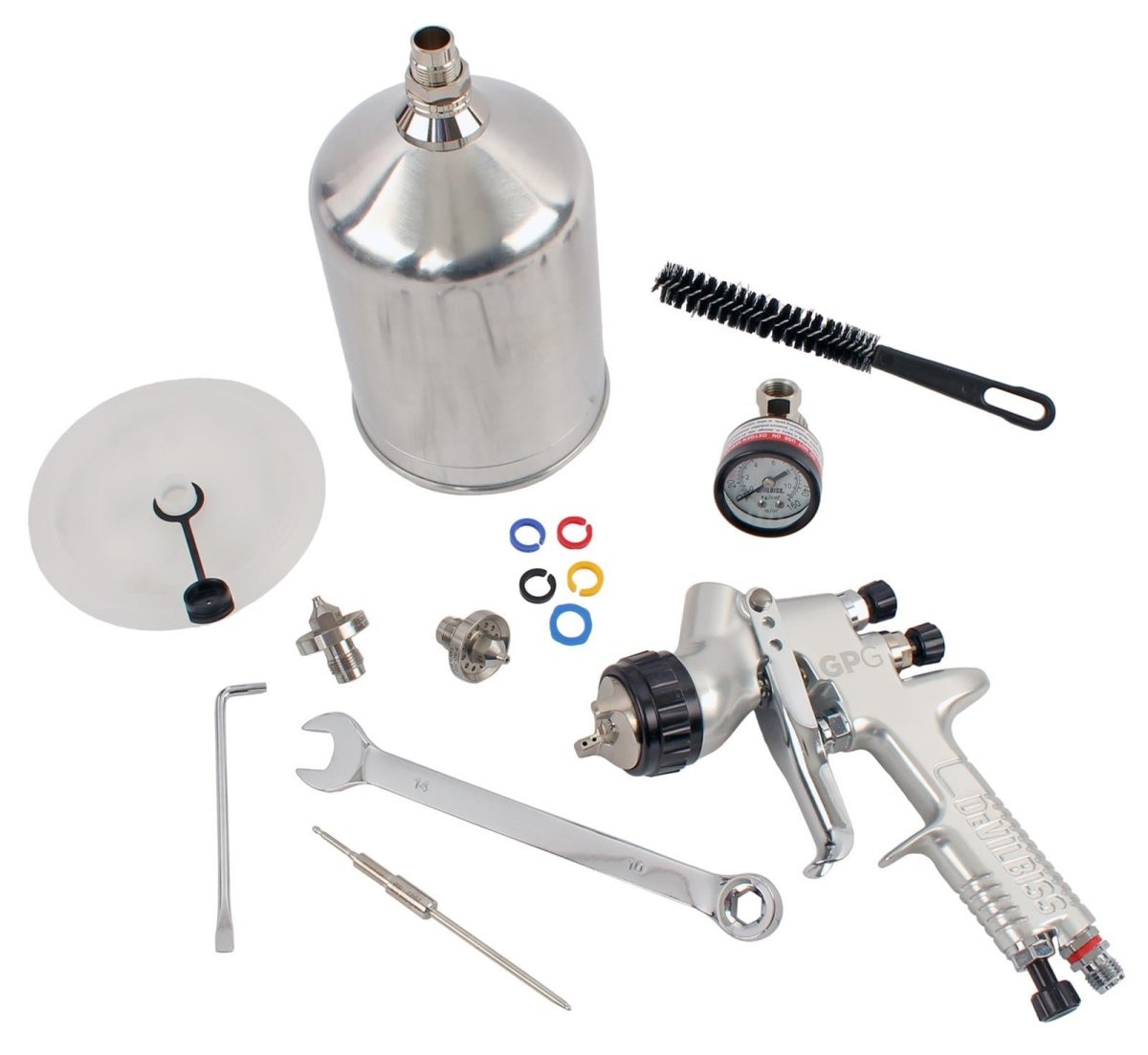 DevilBiss GPG 905012 HVLP Spray Gun with Cup, 1.3,1.5,1.8mm Nozzles - VirtuColor Supply