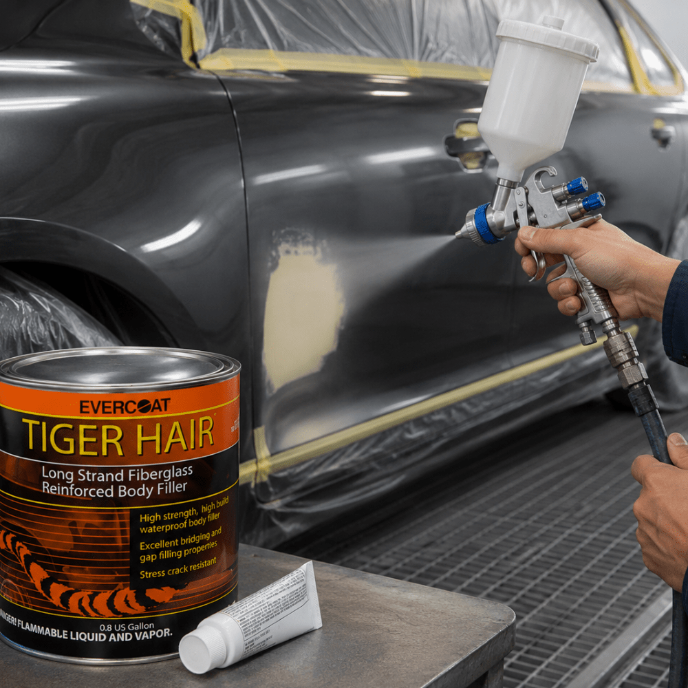 EVERCOAT TIGER HAIR 101189 Long Strand Reinforced Body Filler, 1 QT