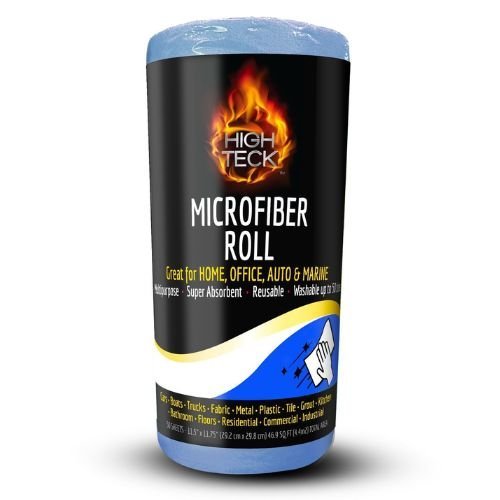 High Teck 1250 Blue Microfiber Towel Roll, 12in x 12in, Roll of 50 - VirtuColor Supply