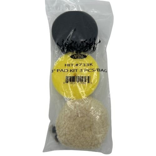 High Teck 3 Inch Dia Wool and Foam Buffing Pad Kit, 6 pc